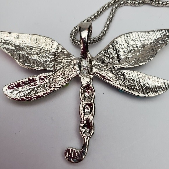 Silver Tone Dragonfly 18" necklace - Picture 7 of 9